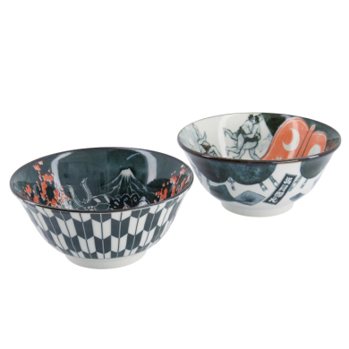 TDS, Tayo Schalen Geschenk-Set, Asakusa, 2Stk mit Essstäbchen, Ø 14,8x7 cm 550ml, Art.-Nr. 33605