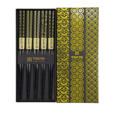 TDS, 5 Paar Essstäbchen, Geshenkset, Gold, Art.-Nr. 33621