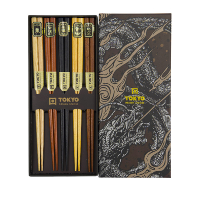 TDS, 5 Paar Essstäbchen Geschenkset, Gold/Silver Dragon, Art.-Nr. 33632