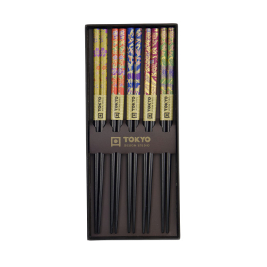 TDS, Chopstick Gift Set, Golden Leaf, 5 pair, Item No. 33640