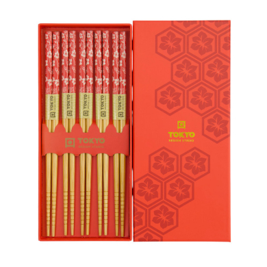 TDS, 5 Paar Essstäbchen Geschenkset, Red Leaf, Art.-Nr. 33643