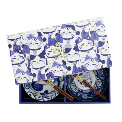TDS, Tayo Schalen Set, Kawaii Cat Geschenkset, 2Stk mit Essstäbchen, Ø 14,9x6,7cm 500ml, Art.-Nr. 33693