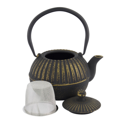 TDS, WY Teekanne aus Gusseisen, Schwarz/Gold, 0,5 L, Art-Nr. 33703