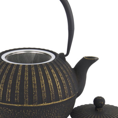 TDS, WY Teekanne aus Gusseisen, Iron, Schwarz/Gold, 0,9 L, Art-Nr. 33704