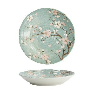 Tokyo Design Studio Plate Fujisakura Green, Porcelain, Ø 22 × 4 cm