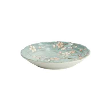 Plate Fujisakura Green, Porcelain, Ø 22 × 4 cm, Item No. 33709