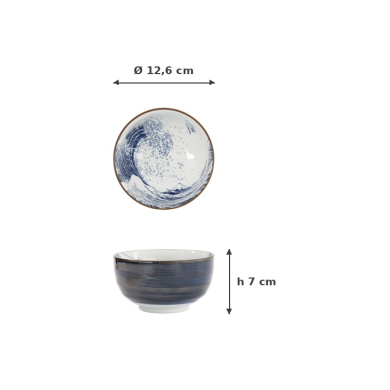 Tayo-Schale Hokusai Weiß/Blau, Porzellan, Ø 12,6 × 7 cm, 350 ml, Art.-Nr. 33729