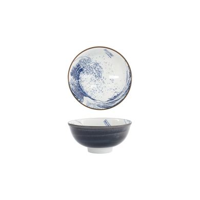 Tokyo Design Studio Reisschale Hokusai Weiß/Blau, Porzellan, Ø 11,8 × 5,5 cm, 300 ml
