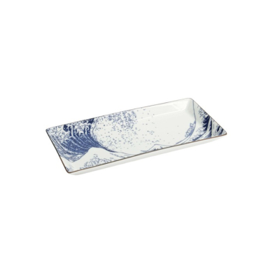 Sushi Plate Hokusai Blue/White, Porcelain, 23.2 × 11.5 cm, Item No. 33732
