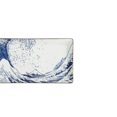 Sushi Plate Hokusai Blue/White, Porcelain, 23.2 × 11.5 cm, Item No. 33732