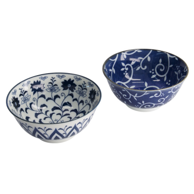 TDS, Tayo Bowl Gift set, 2 Pcs w/Chopsticks, Tokyo Blue, Ø 15x7cm 500ml, Item No. 33744