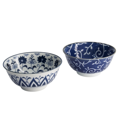 TDS, Tayo Bowl Gift set, 2 Pcs w/Chopsticks, Tokyo Blue, Ø 15x7cm 500ml, Item No. 33744