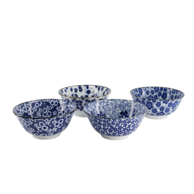 TDS, Tayo Bowl Giftset, 4 Pcs, Mixed Bowls, Blue/White, Ø 15x7cm 500ml, Item No. 33747