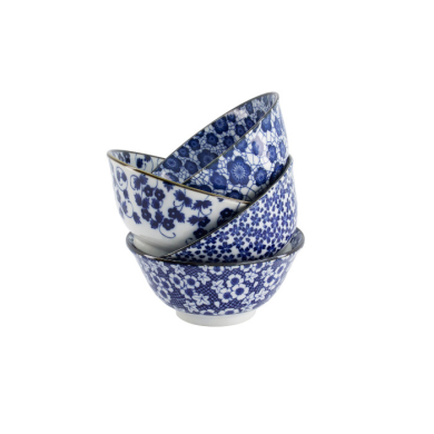 TDS, Tayo Bowl Giftset, 4 Pcs, Mixed Bowls, Blue/White, Ø 15x7cm 500ml, Item No. 33747