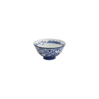 Tokyo Design Studio Reisschale Kawaii Anime Cat Blau, Porzellan, Ø 11,3 × 5,8 cm, 300 ml