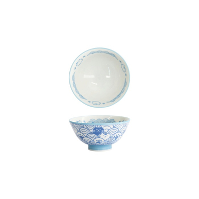 Tokyo Design Studio Reisschale Kawaii Anime Cat Hellblau, Porzellan, Ø 11,3 × 5,8 cm