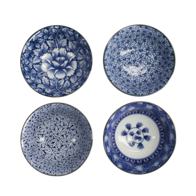Tayo Bowl Gift Set Hana Blue White, Porcelain, Ø 15 × 7 cm, 500 ml, Item No. 33811