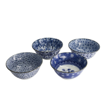 Tayo Bowl Gift Set Hana Blue White, Porcelain, Ø 15 × 7 cm, 500 ml, Item No. 33811