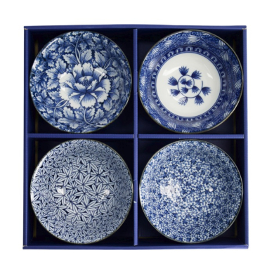 Tayo Bowl Gift Set Hana Blue White, Porcelain, Ø 15 × 7 cm, 500 ml, Item No. 33811