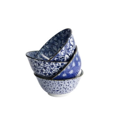 Tayo Bowl Gift Set Hana Blue White, Porcelain, Ø 15 × 7 cm, 500 ml, Item No. 33811