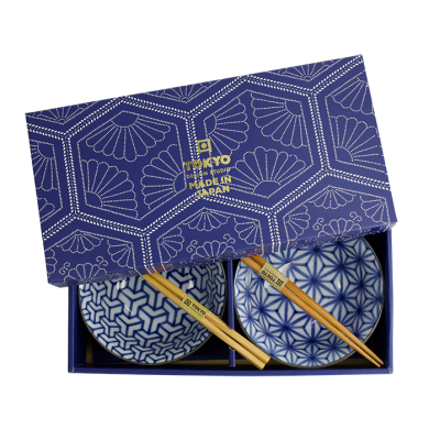 TDS, Mixed Tayo Bowl Giftset with chopsticks, 2 Pcs, Ø 15x7cm 500ml, Item No. 33815