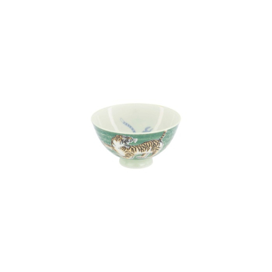 Rice Bowl Kawaii Tiger Green, Porcelain, Ø 11.5 × 6 cm, 300 ml, Item No. 33828