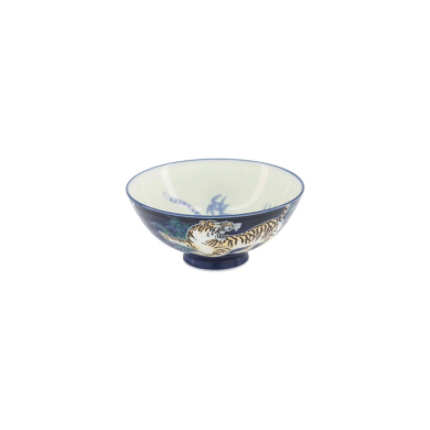 Bowl Kawaii Tiger Blue, Porcelain, Ø 14.5 × 6.5 cm, 500 ml, Item No. 33829