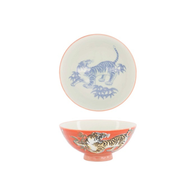 Tokyo Design Studio Bowl Kawaii Tiger Red, Porcelain, Ø 14.5 × 6.5 cm, 500 ml