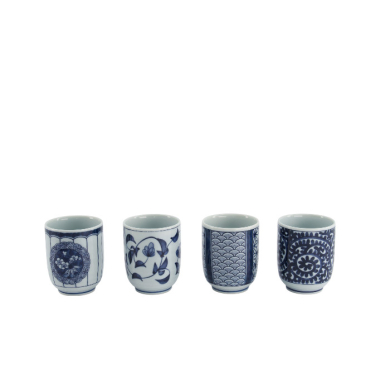 TDS, Teebecher Geschenk-Set, 4 Stücke, Blau/Weiß, Ø 6.5x7.5cm 160ml, Art.-Nr. 33843