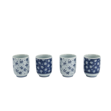 TDS, Teebecher Geschenk-Set, 4 Stücke, Blau/Weiß, Ø 6.5x7.5cm 160ml, Art.-Nr. 33844