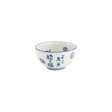 Schale Kawaii Lucky Cat Okonomi Blau/Weiß, Porzellan, Ø 13 × 7,2 cm, 500 ml, Art.-Nr. 33849