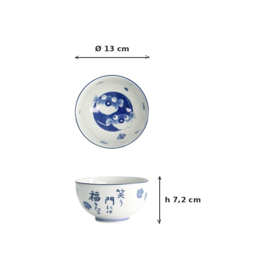 Schale Kawaii Blowfish Okonomi Blau/Weiß, Porzellan, Ø 13 × 7,2 cm, 500 ml, Art.-Nr. 33850