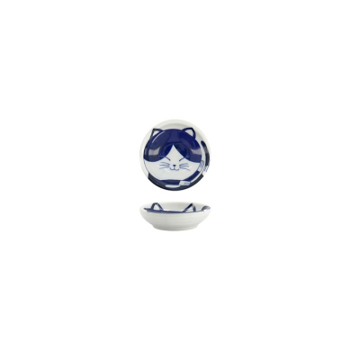 Tokyo Design Studio Saucenschale Kawaii Cat Neko Weiß/Blau, Porzellan, Ø 7,5 × 3 cm