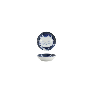 Tokyo Design Studio Saucenschale Kawaii Cat Neko Weiß/Blau, Porzellan, Ø 7,5 × 3 cm