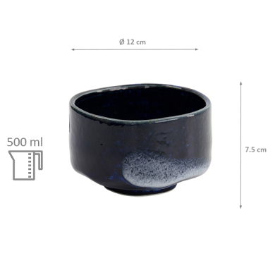 TDS, Matcha Bowl, Blue Brush, Ø12 x 7.5cm, 500ml, Item No. 33905