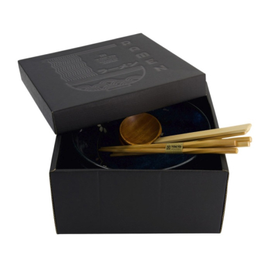 Ramen Bowl Gift Set Cobalt Blue Sakura, Porcelain, Ø 20.5 × 8 cm, 1.2 l, Item No. 33937