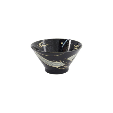 Rice Bowl Kawaii Black Whale, Porcelain, Ø 16 × 8.5 cm, Item No. 33946