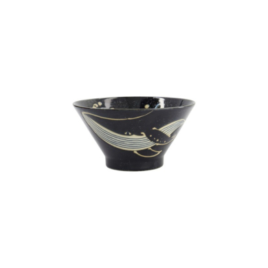 Rice Bowl Kawaii Black Whale, Porcelain, Ø 16 × 8.5 cm, Item No. 33946