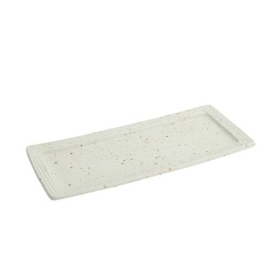 TDS, Rectangular Plate, Teppun Konahiki, White,  29.8x12.4cm, Item No. 33965
