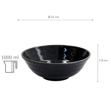 TDS, Ramen Schale, Kuromoku Black, Ø 21x7,8cm, 1000ml- Art Nr. 34070