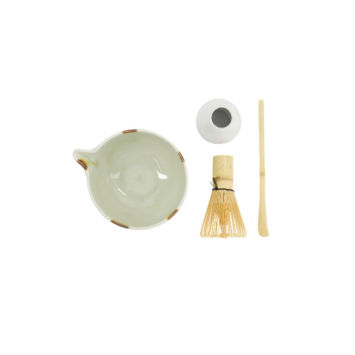 TDS, Matcha Bowl Giftset, 4-piece set, 14.5 x 6.5 cm, Unofu Brown White, Item No. 34080