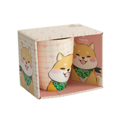 TDS, Kawaii Tasse in Geschenkbox, Shiba, Rosa, 340ml, Ø 8,5x10,2cm , Item No. 34120