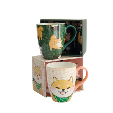 TDS, Kawaii Tasse in Geschenkbox, Shiba, Rosa, 340ml, Ø 8,5x10,2cm , Item No. 34120