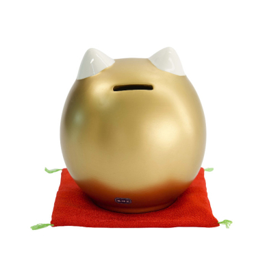 TDS, Lucky Cat, Daruma Spardose, Gold, 14cm - Art Nr. 34128