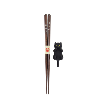 TDS, Chopsticks including Rest, Giftset, Cat, Black - Item No. 34175
