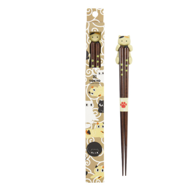 TDS, Chopsticks including Rest, Giftset, Cat, Brown - Item No. 34176