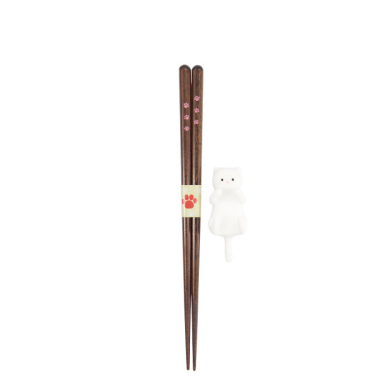 TDS, Chopsticks including Rest, Giftset, Cat, White - Item No. 34177