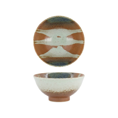 Tokyo Design Studio Rice Bowl with Rim Suisho Aka-cha Brown, Porcelain, Ø 16 × 8 cm, 600 ml