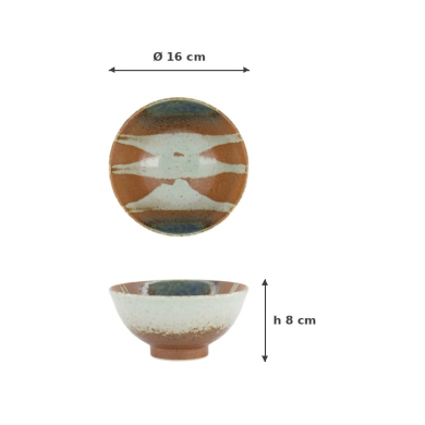 Rice Bowl with Rim Suisho Aka-cha Brown, Porcelain, Ø 16 × 8 cm, 600 ml, Item No. 34253