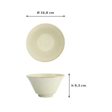 Rice Bowl Umizuna Beige, Porcelain, Ø 16.8 × 9.3 cm, Item No. 34291